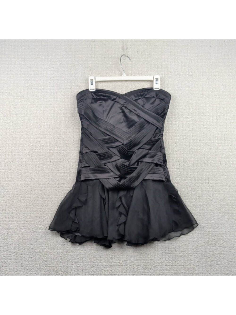 VTG Strapless Mini Dress Flare Bodycon Fairy Witchy Whimsigoth Glam Sz M Sheer